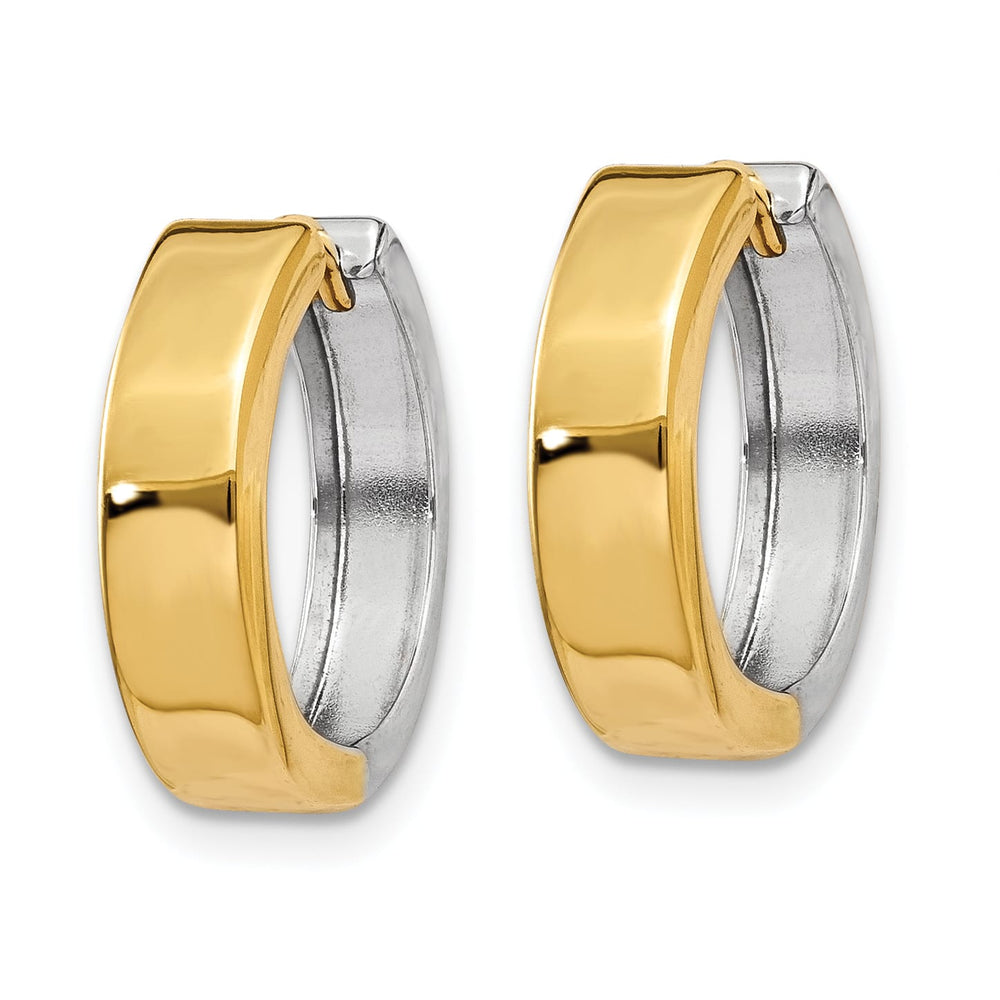 10k Two-tone Gold Hinged Hoop Earrings, 15mm