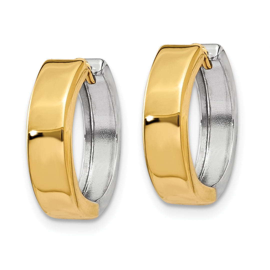 10k Two-tone Gold Hinged Hoop Earrings, 15mm