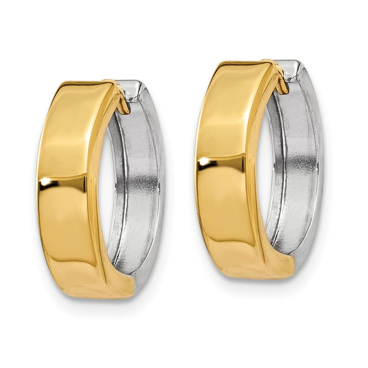 10k Two-tone Gold Hinged Hoop Earrings, 15mm
