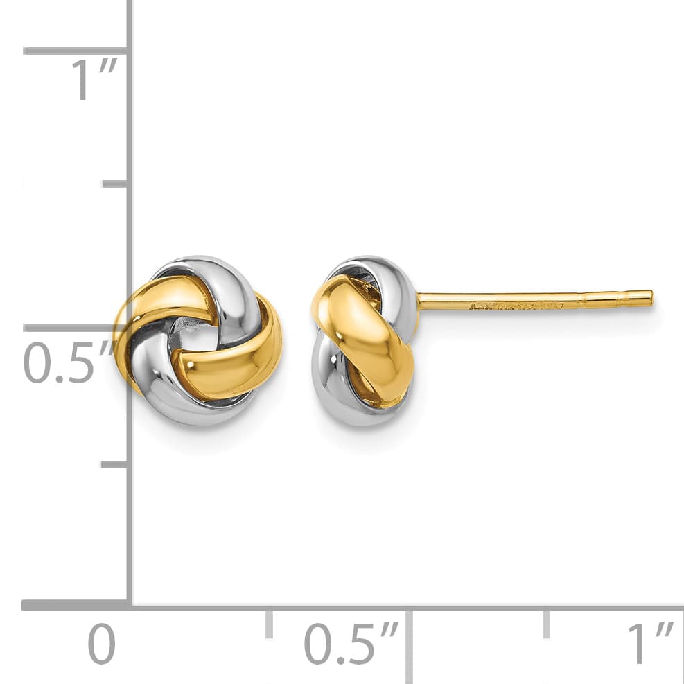 10k Two-tone Gold Knot Post Earrings