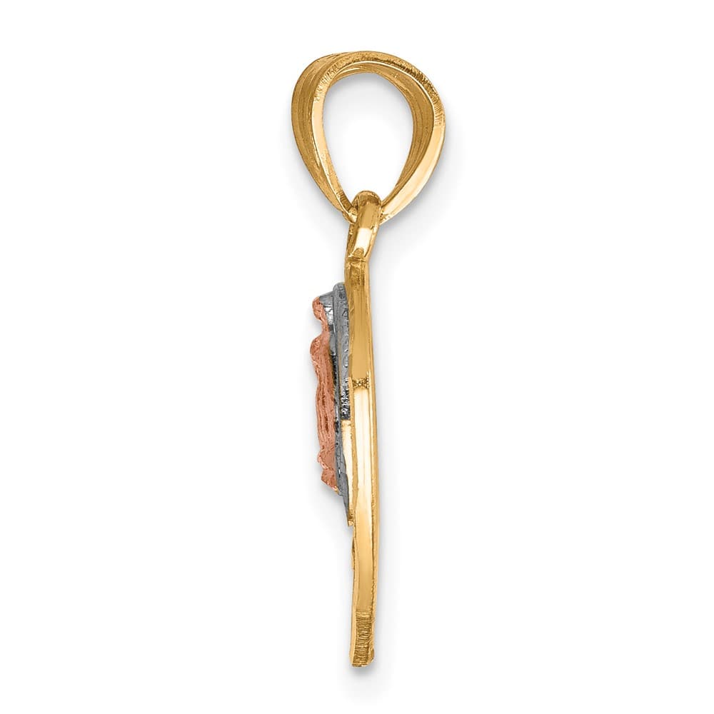 10K Two-Tone Gold Lady of Guadalupe Break-Apart Te Amo Heart Pendant