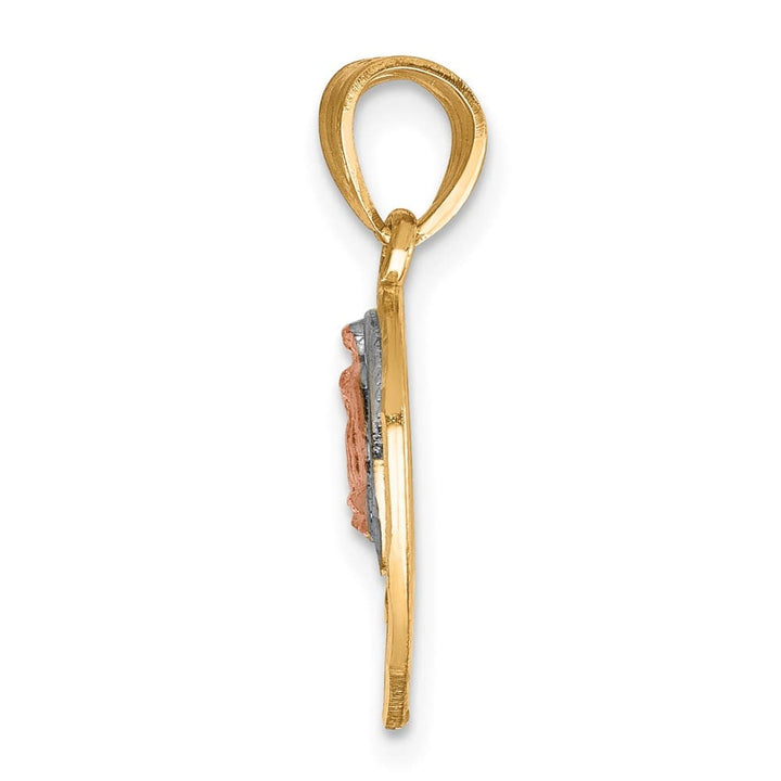 10K Two-Tone Gold Lady of Guadalupe Break-Apart Te Amo Heart Pendant