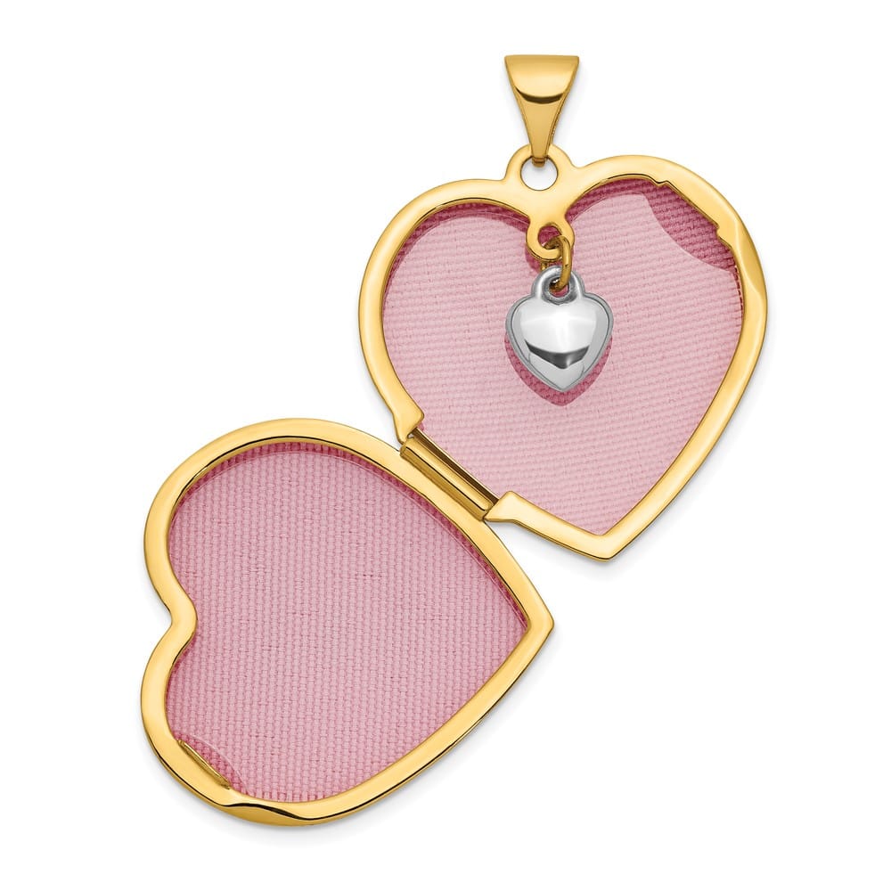 10K Two-Tone Gold Large Always in My Heart with Heart Charm Locket