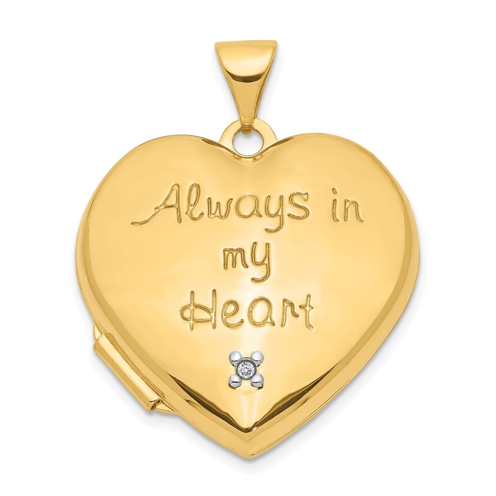 10K Two-Tone Gold Large Always in My Heart with Heart Charm Locket