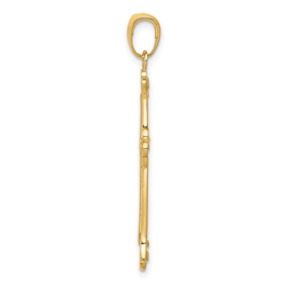 10K Two-Tone Gold Large Cross in Budded Yellow Cross Frame Pendant