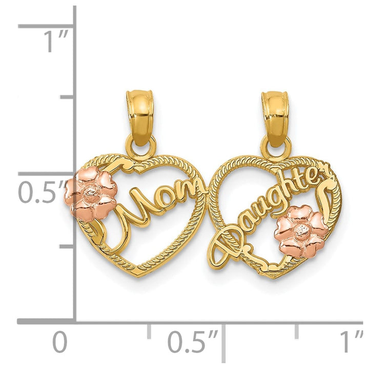 10K Two-Tone Gold Medium MOM - Daughter 2-Piece Break-apart Pendant