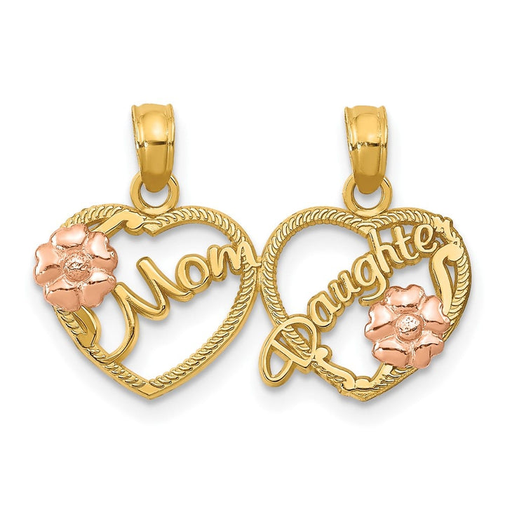 10K Two-Tone Gold Medium MOM - Daughter 2-Piece Break-apart Pendant