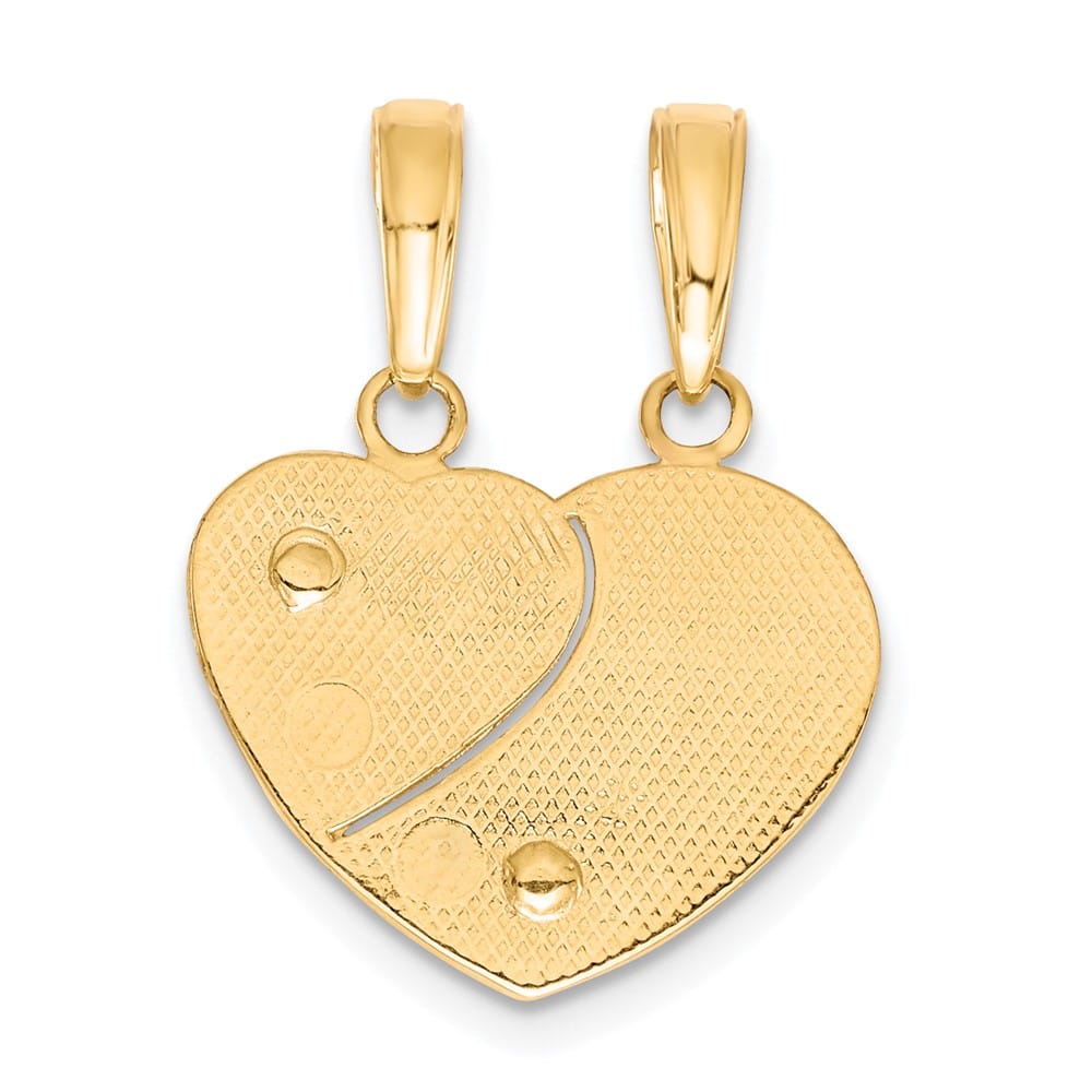 10K Two-Tone Gold Medium Mommy and Me 2-Piece Break-Apart Heart Charm