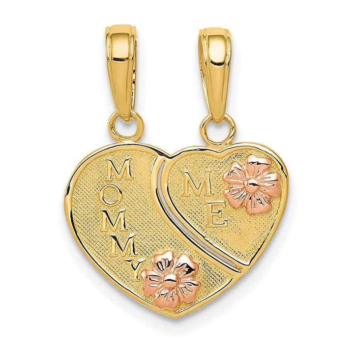 10K Two-Tone Gold Medium Mommy and Me 2-Piece Break-Apart Heart Charm