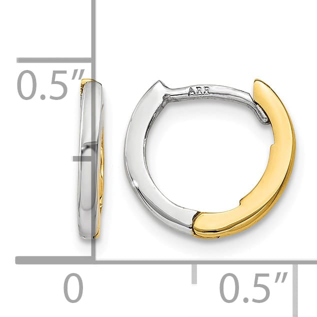 10k Two-tone Gold Mini 1.35mm Round Hinged Hoop Earrings
