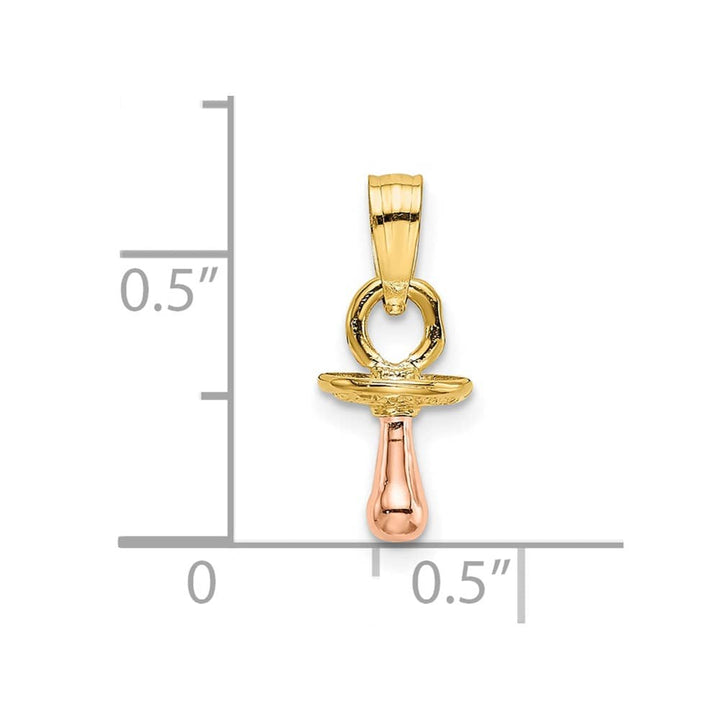 10K Two-Tone Gold Polished 3-D Small Pacifier Charm