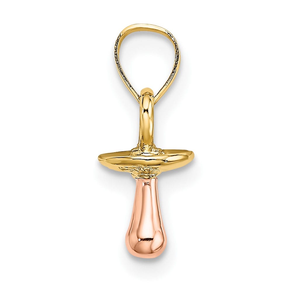 10K Two-Tone Gold Polished 3-D Small Pacifier Charm