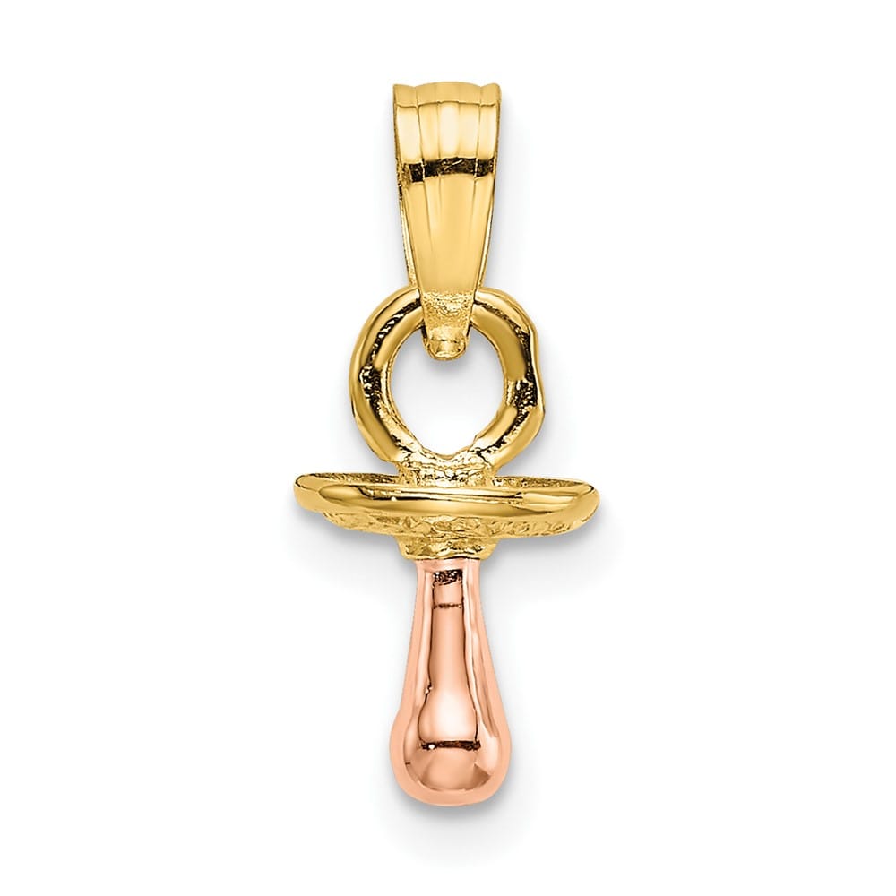 10K Two-Tone Gold Polished 3-D Small Pacifier Charm