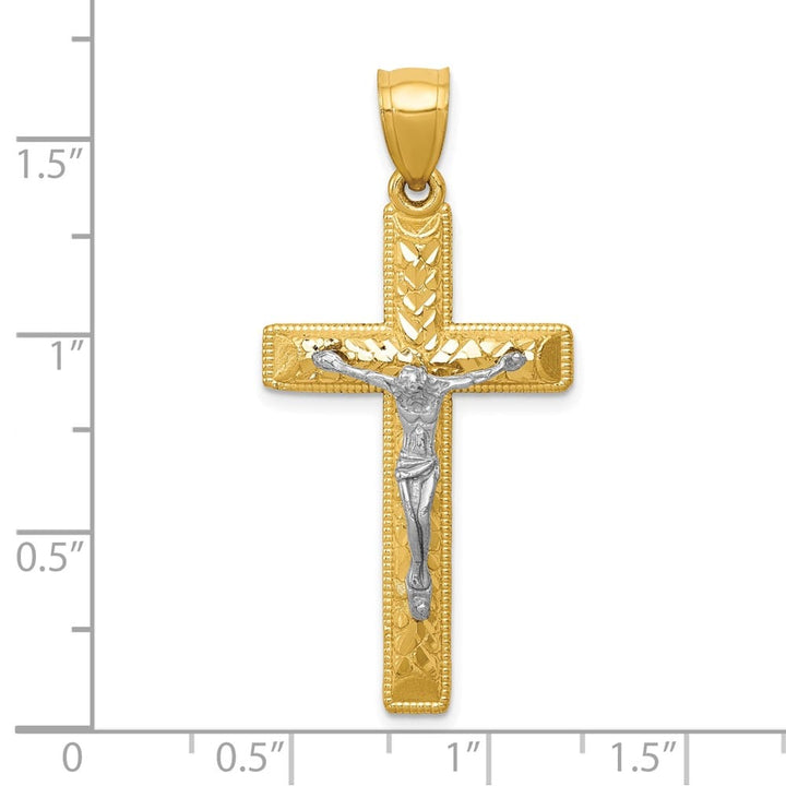10K Two-Tone Gold Polished D.C. Extra Large Latin Crucifix Pendant