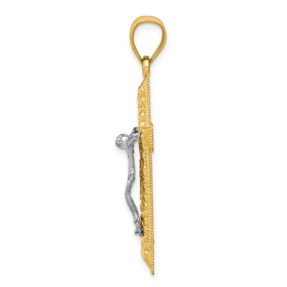 10K Two-Tone Gold Polished D.C. Extra Large Latin Crucifix Pendant
