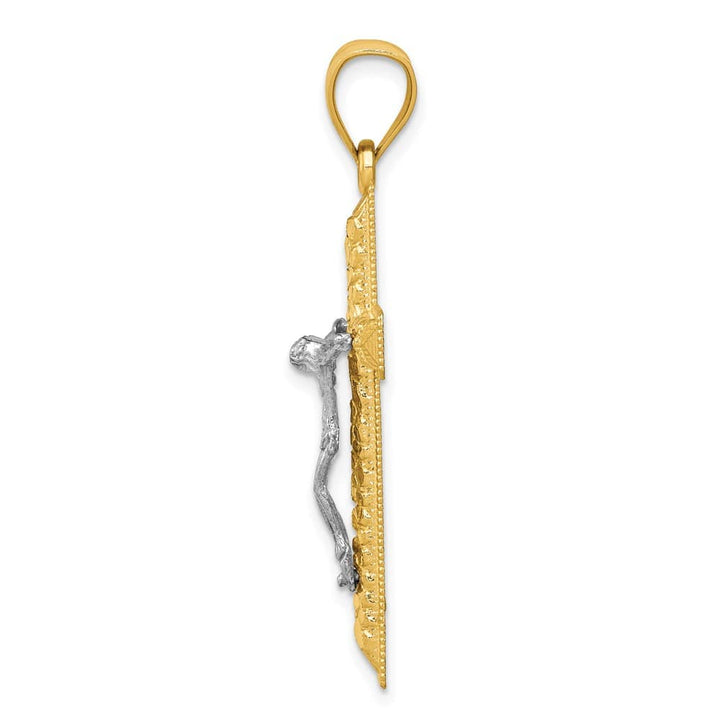 10K Two-Tone Gold Polished D.C. Extra Large Latin Crucifix Pendant