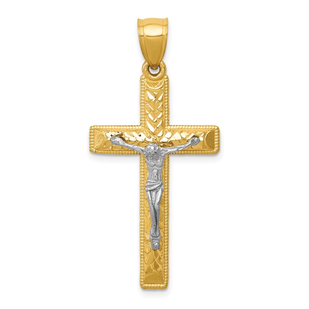 10K Two-Tone Gold Polished D.C. Extra Large Latin Crucifix Pendant