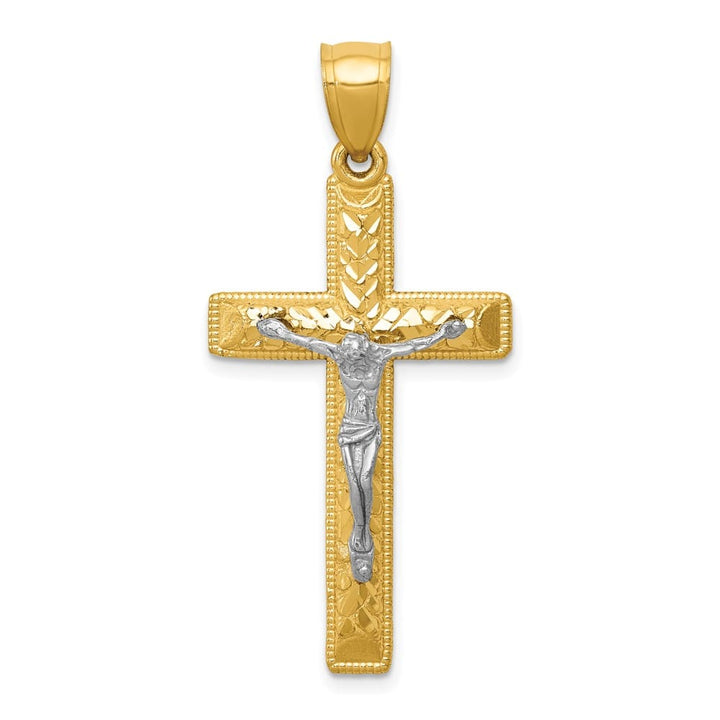 10K Two-Tone Gold Polished D.C. Extra Large Latin Crucifix Pendant