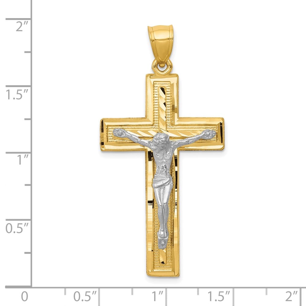 10K Two-Tone Gold Polished D.C. Extra Large Latin Crucifix Pendant