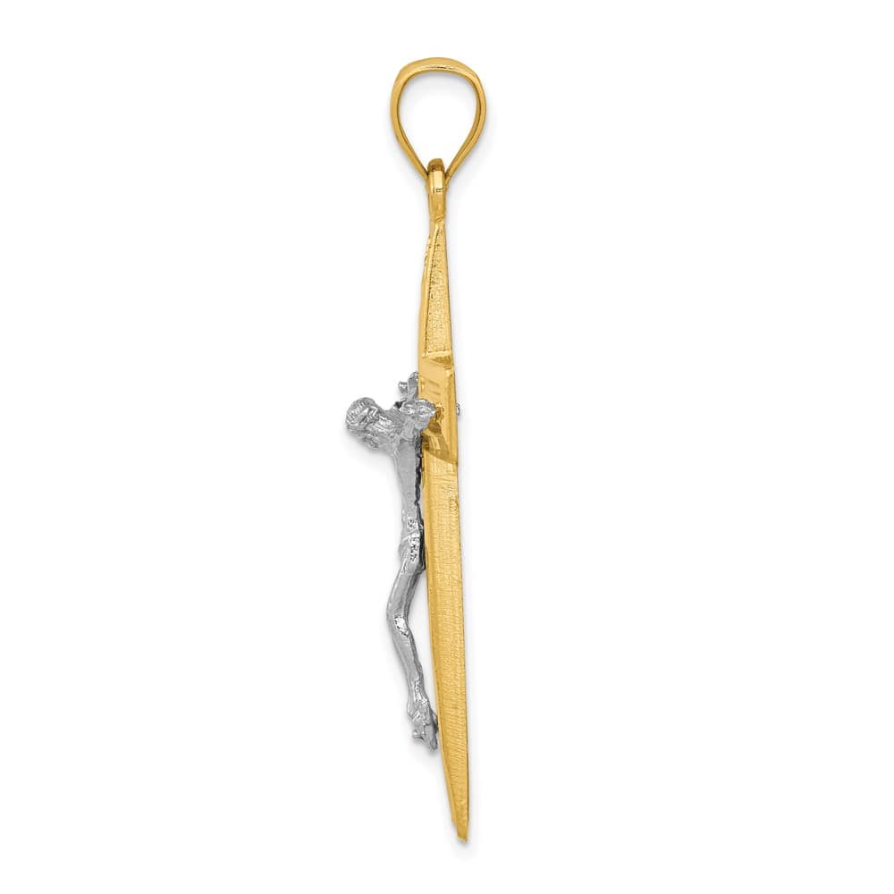 10K Two-Tone Gold Polished D.C. Extra Large Latin Crucifix Pendant