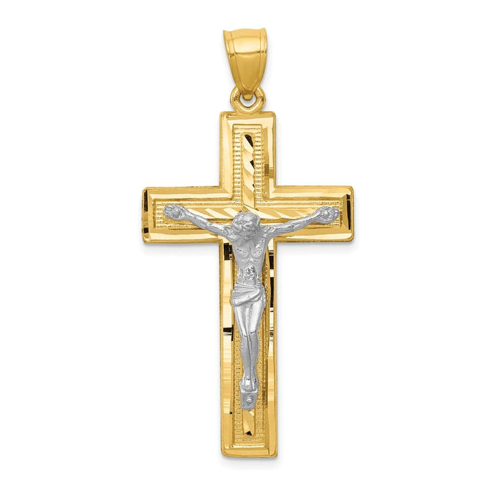 10K Two-Tone Gold Polished D.C. Extra Large Latin Crucifix Pendant