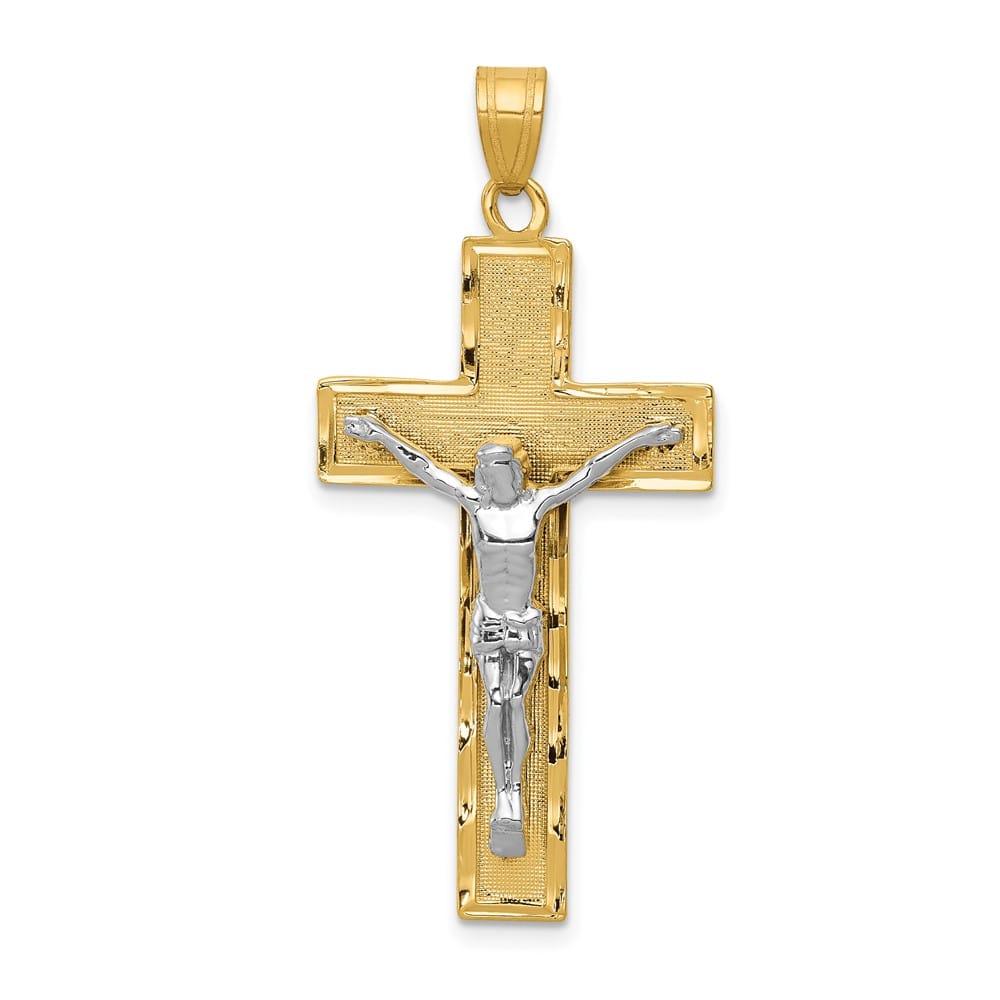10K Two-Tone Gold Polished D.C. Extra Large Latin Crucifix Pendant
