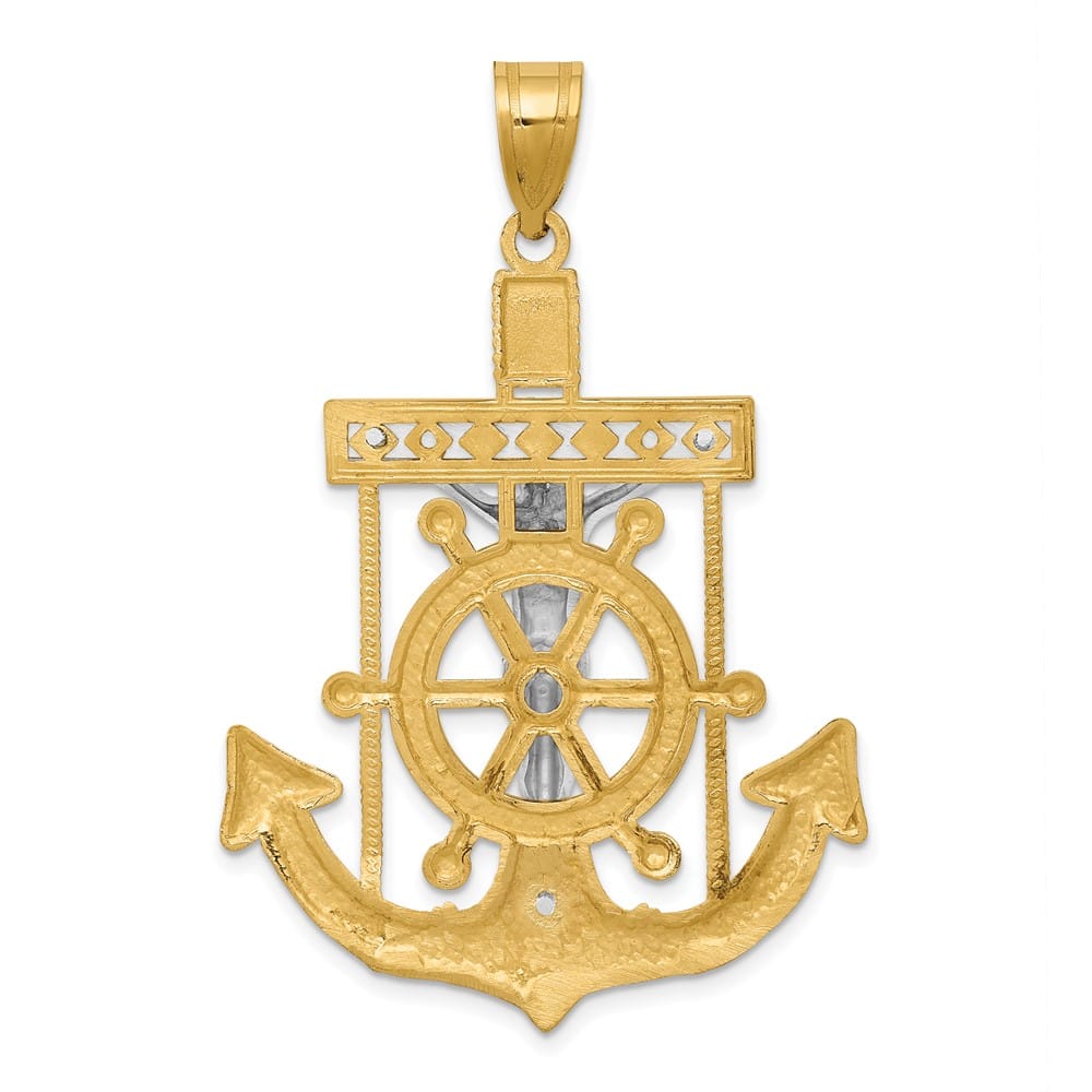 10K Two-Tone Gold Polished D.C. Extra Large Mariner's Crucifix Pendant