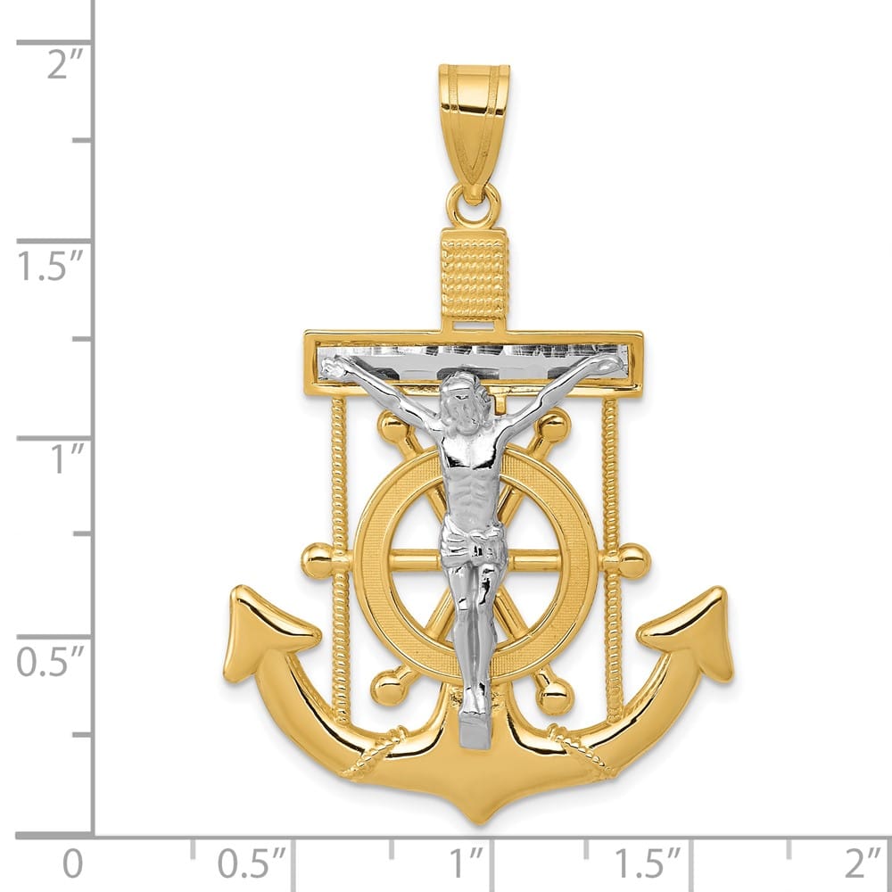 10K Two-Tone Gold Polished D.C. Extra Large Mariner's Crucifix Pendant