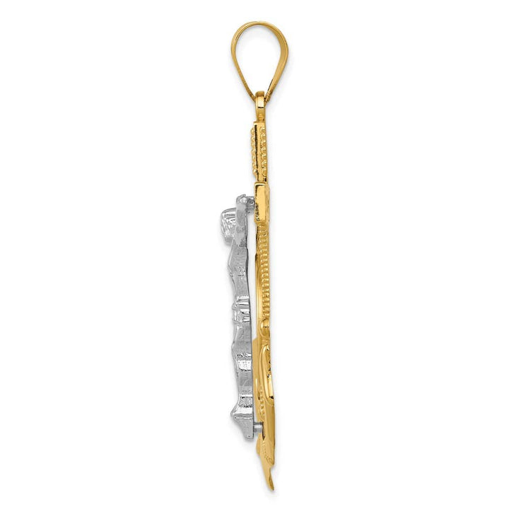 10K Two-Tone Gold Polished D.C. Extra Large Mariner's Crucifix Pendant