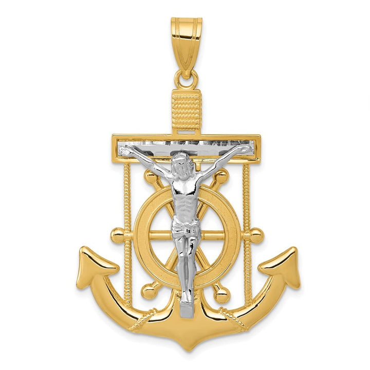 10K Two-Tone Gold Polished D.C. Extra Large Mariner's Crucifix Pendant