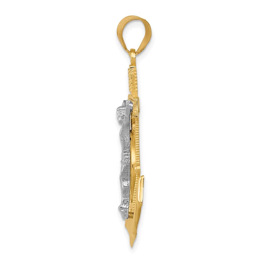 10K Two-Tone Gold Polished D.C. Extra Large Mariner's Crucifix Pendant