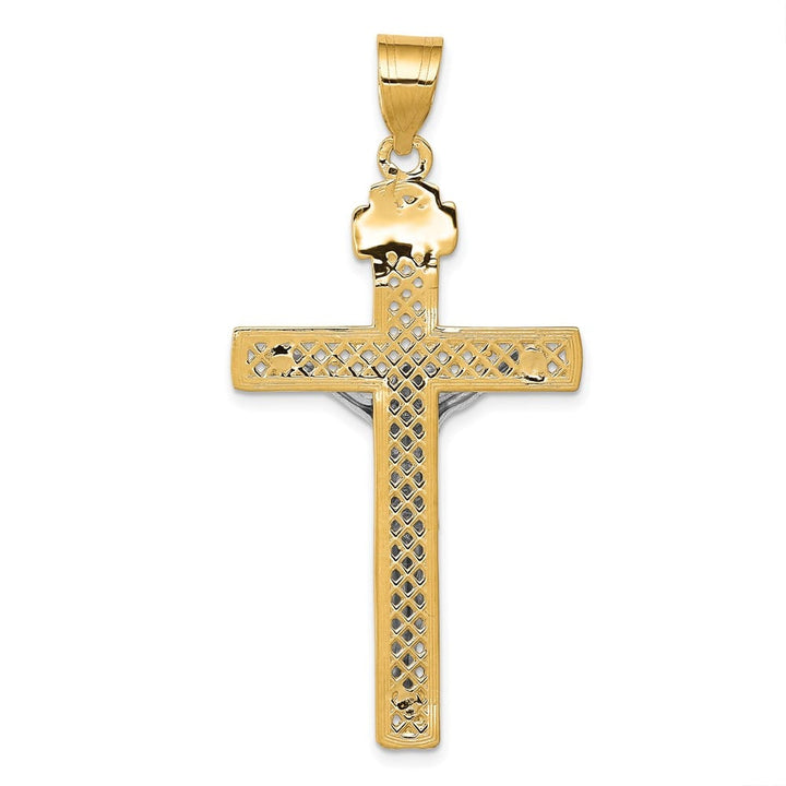 10K Two-Tone Gold Polished Extra Large INRI Latin Crucifix Pendant