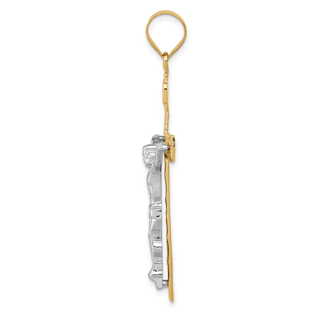 10K Two-Tone Gold Polished Extra Large INRI Latin Crucifix Pendant
