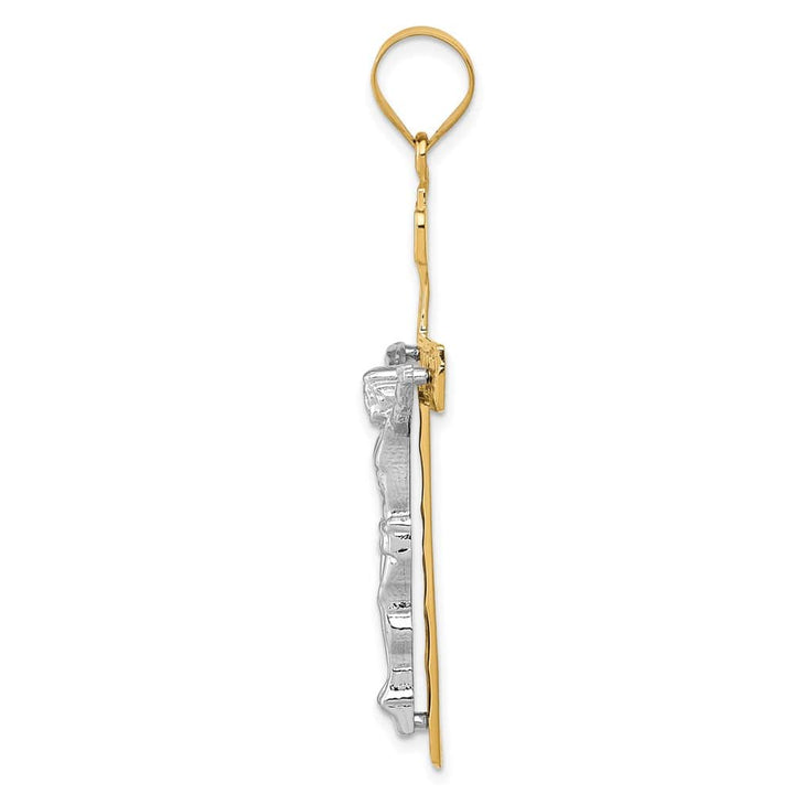 10K Two-Tone Gold Polished Extra Large INRI Latin Crucifix Pendant