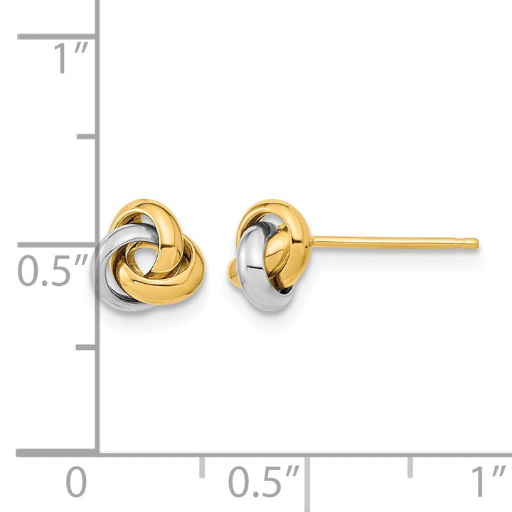 10k Two-tone Gold Polished Love Knot Post Earrings