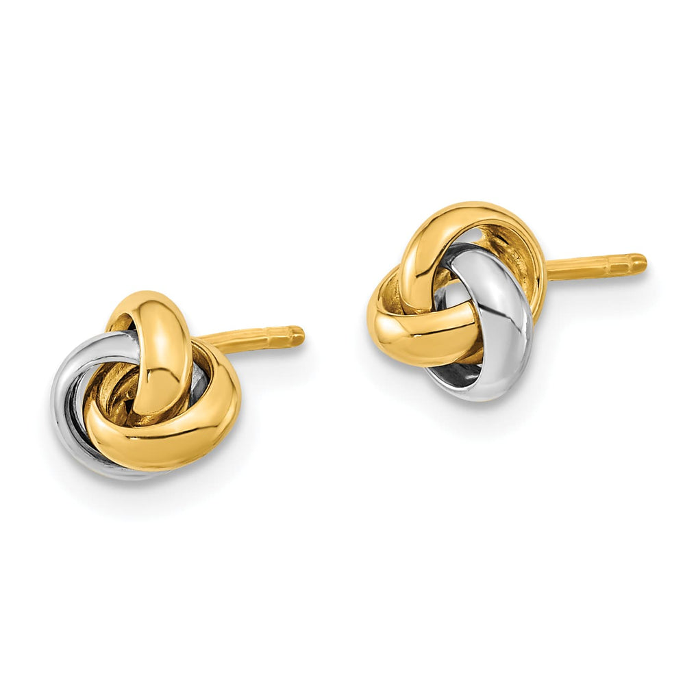 10k Two-tone Gold Polished Love Knot Post Earrings