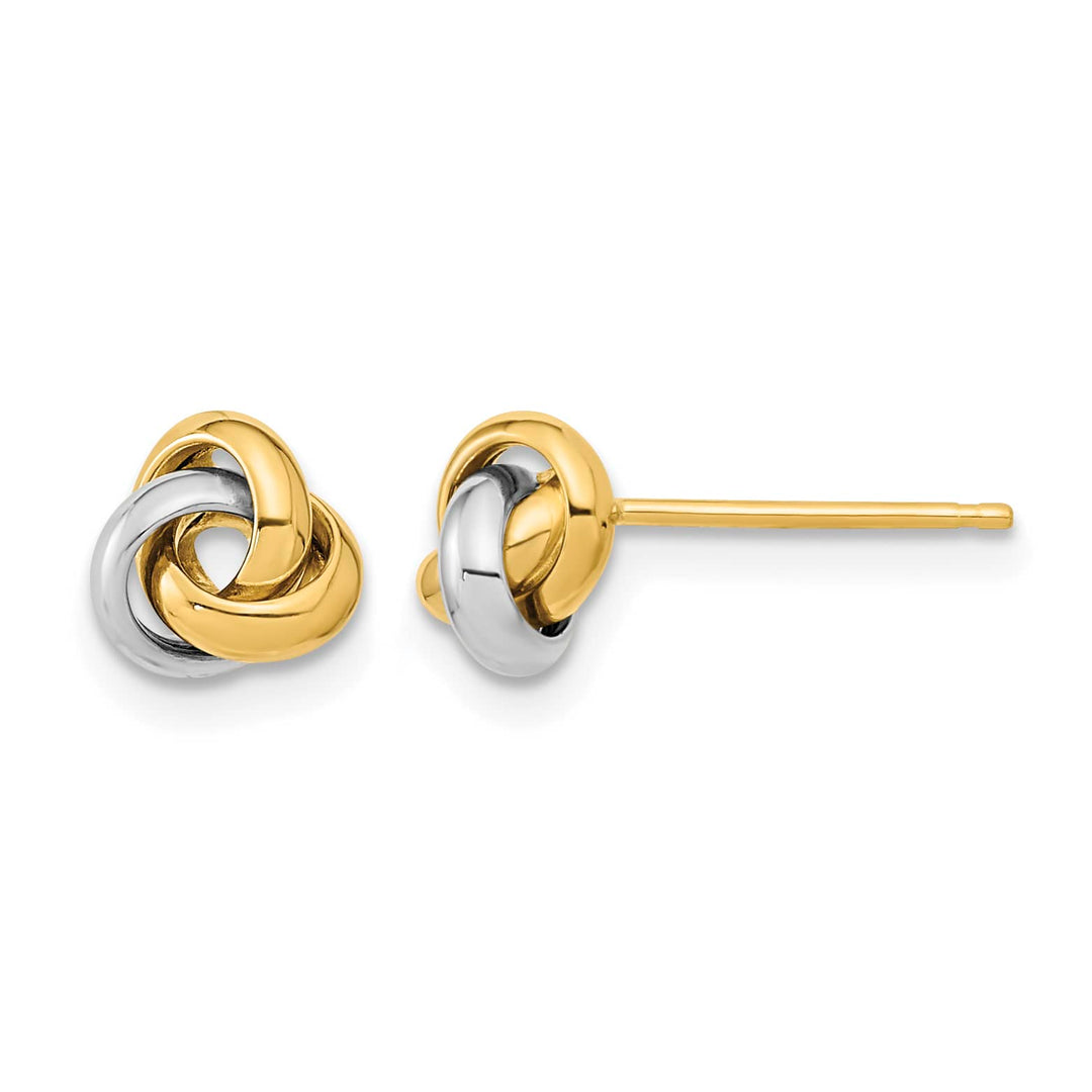 10k Two-tone Gold Polished Love Knot Post Earrings