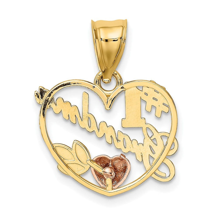 10K Two-Tone Gold Polished Medium #1 GRANDMA in Heart Frame Charm