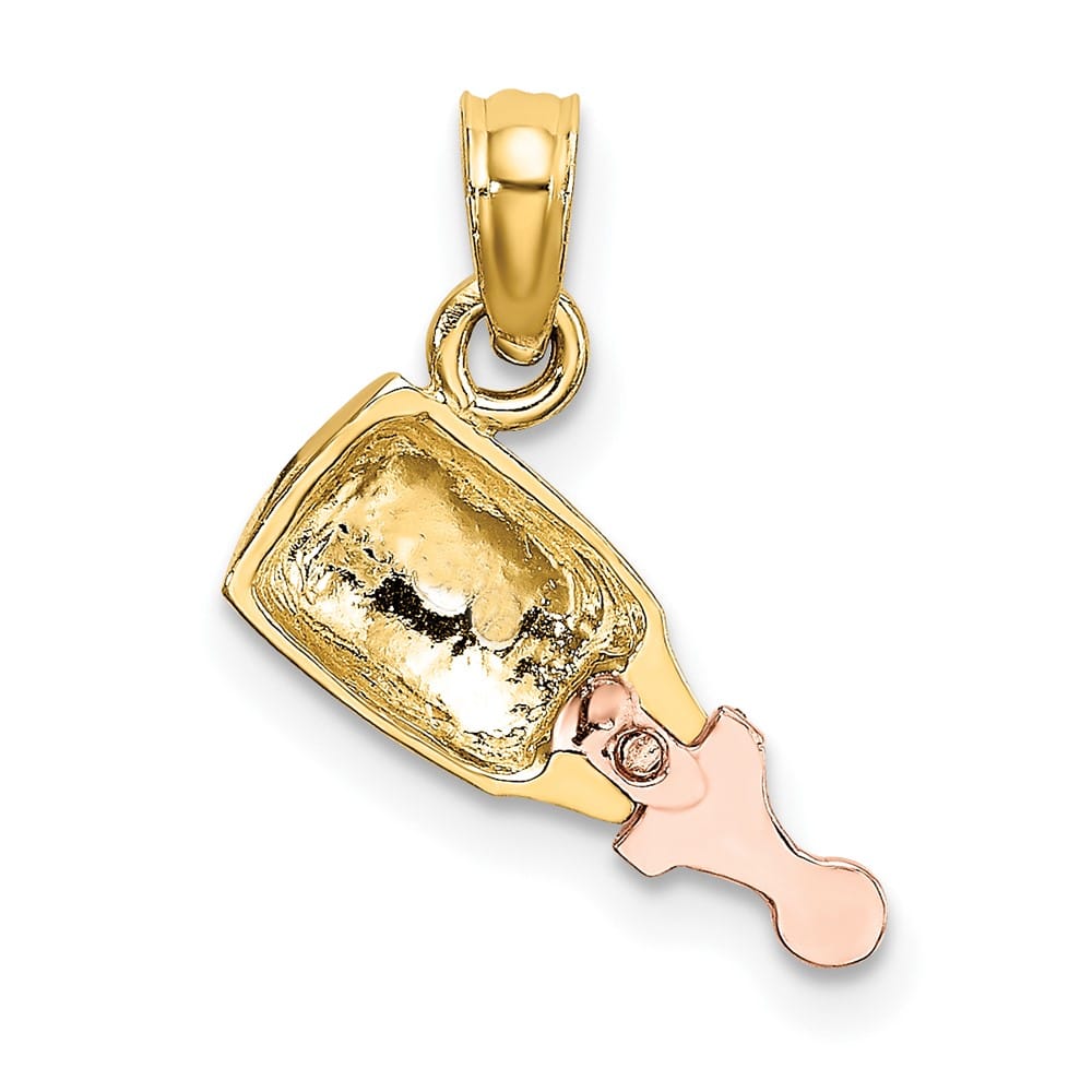10K Two-Tone Gold Polished Medium Baby Bottle Charm