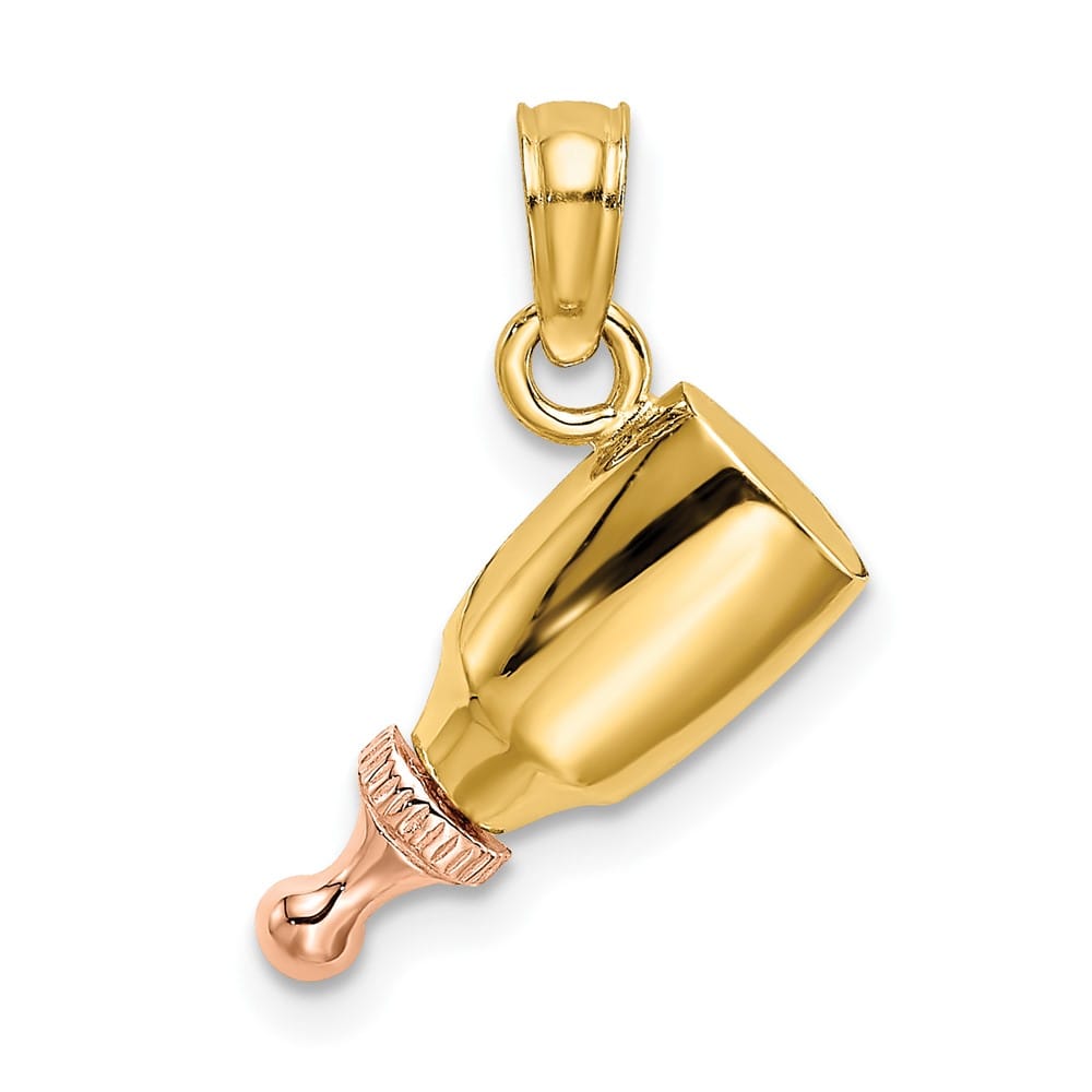 10K Two-Tone Gold Polished Medium Baby Bottle Charm