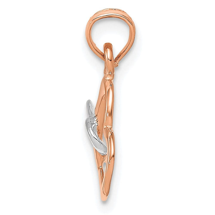 10K Two-Tone Gold Polished Medium Intertwined Double Heart Pendant