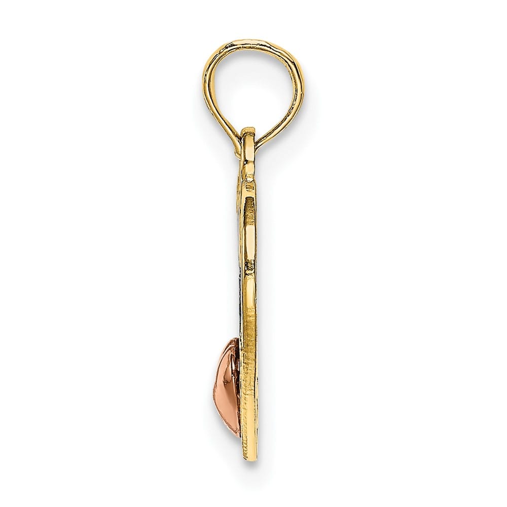 10K Two-Tone Gold Polished Medium MOM in Heart Pendant