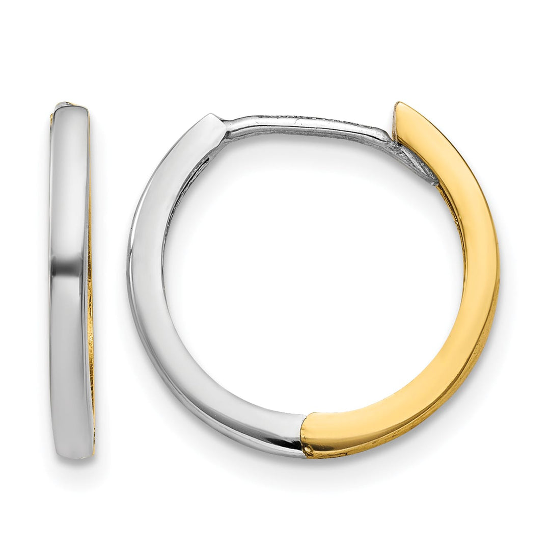 10k Two-tone Gold Round Hinged Hoop Earrings