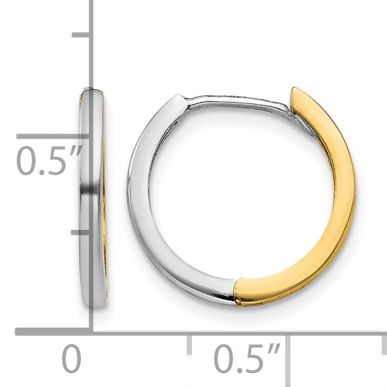 10k Two-tone Gold Round Hinged Hoop Earrings