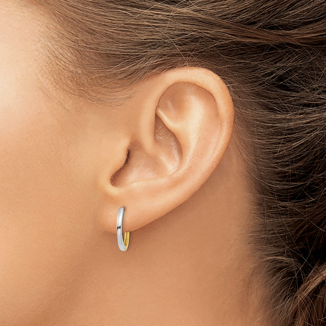 10k Two-tone Gold Round Hinged Hoop Earrings