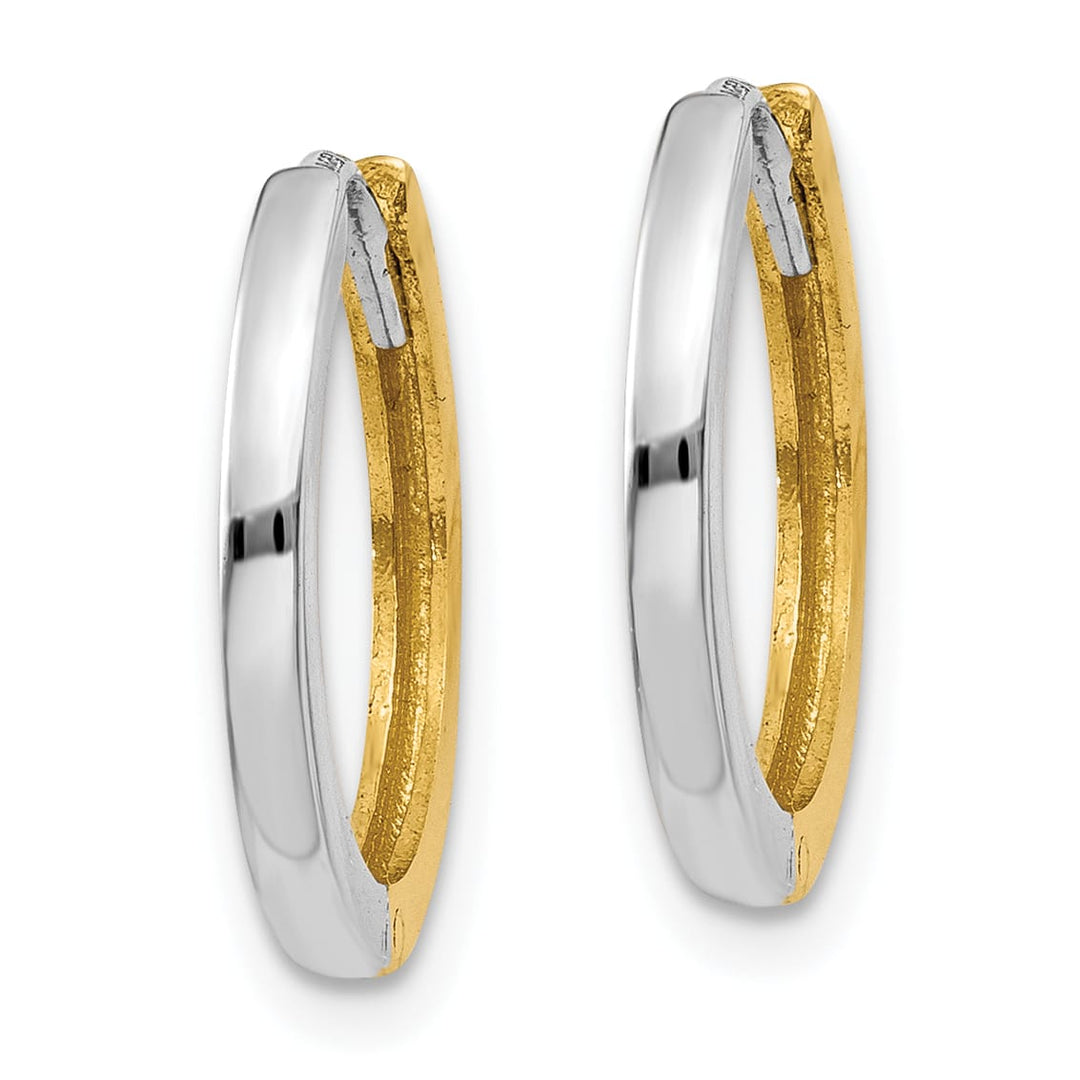 10k Two-tone Gold Round Hinged Hoop Earrings
