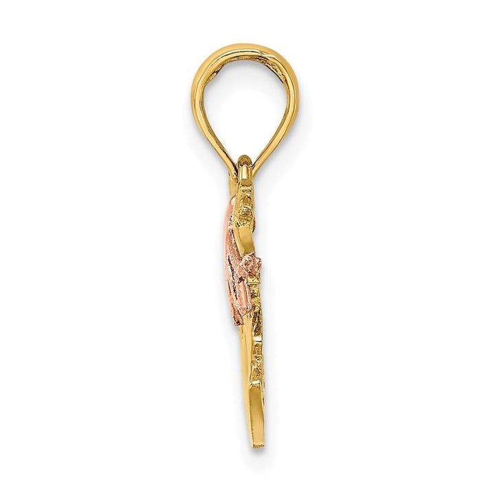 10K Two-Tone Gold Solid 2-D Medium Rocking Horse with Saddle Charm