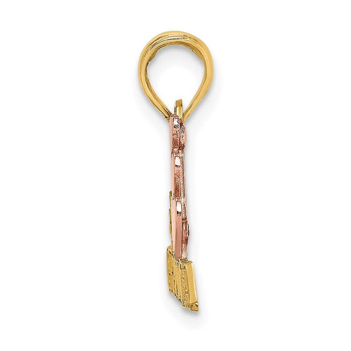 10K Two-Tone Gold Solid Medium #1 GRANDMA with Three Hearts Charm