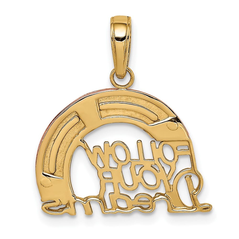 10K Two-Tone Gold Solid Medium Follow Your Dreams Rainbow Pendant