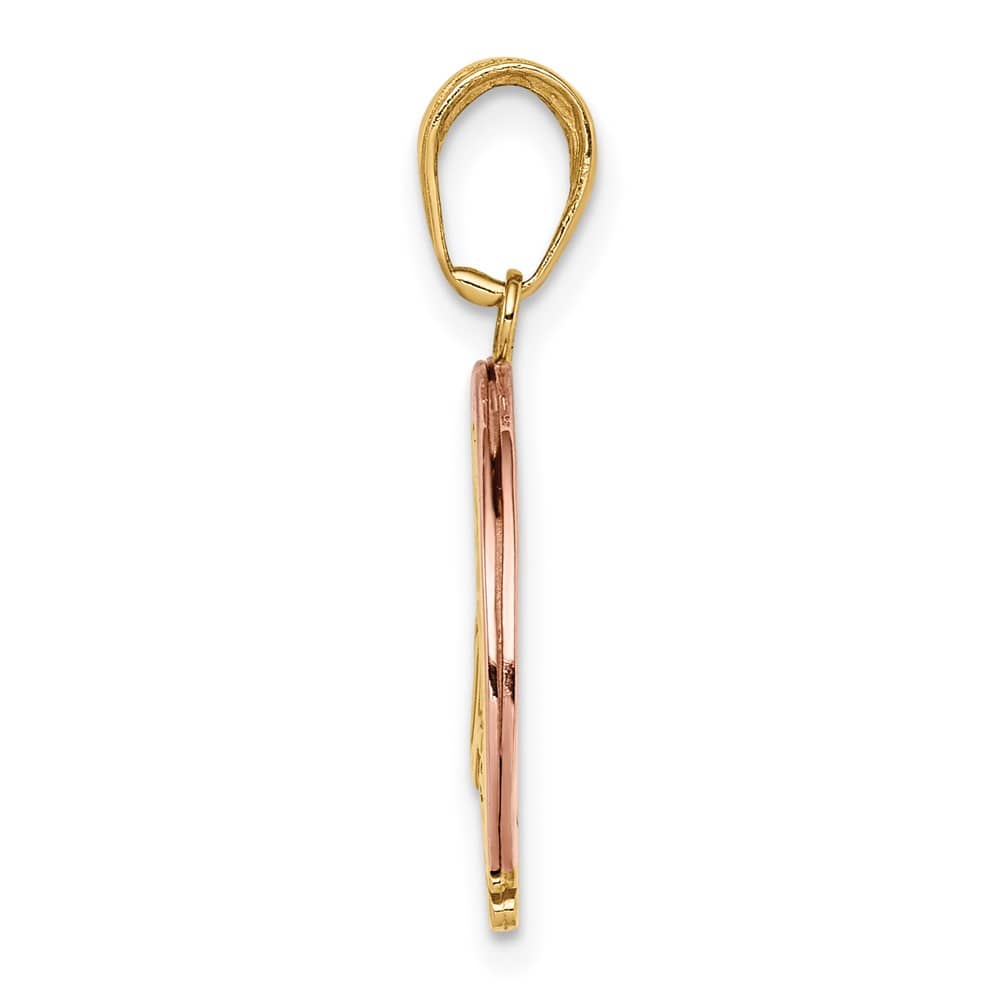 10K Two-Tone Gold Solid Medium Follow Your Dreams Rainbow Pendant